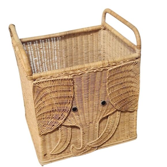 Vintage Rattan Wicker Elephant Trunk Storage Chest Basket Baby Nursery - Picture 11 of 11